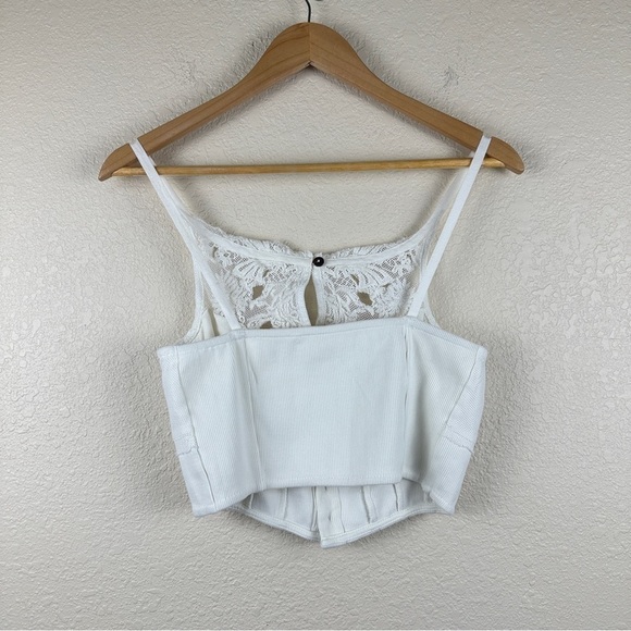 Free People Have My Heart Cropped White Top‎ Size Medium Women - Picture 8 of 14